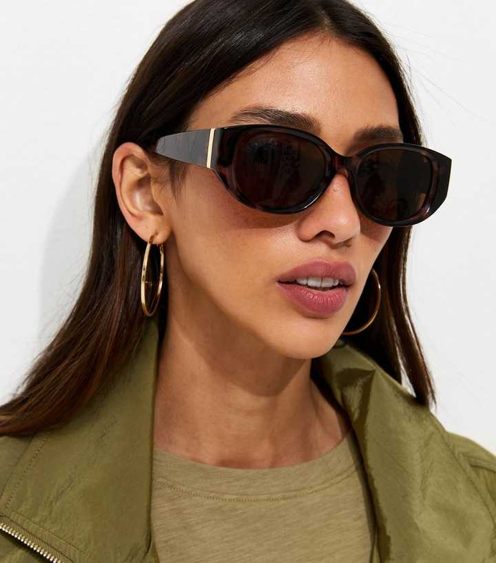 Brown Tortoiseshell Oversized Oval Sunglasses