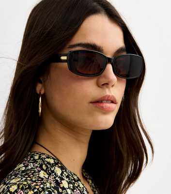 Brown Tortoiseshell Effect Rectangle Sunglasses