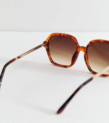 Brown Tortoiseshell Oversized Hexagonal Sunglasses | New Look