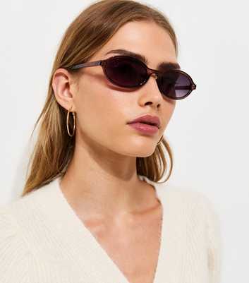 Dark Brown Oval Sunglasses