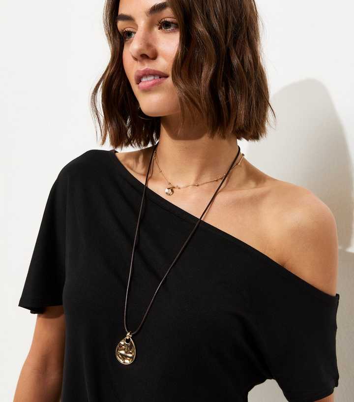 Black Jersey Off The Shoulder Top