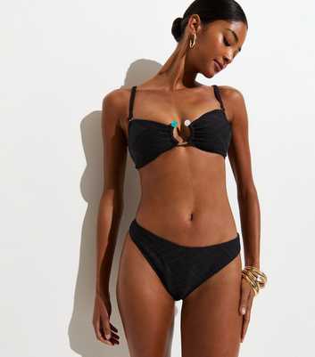 Black Chevron High Leg Hipster Bikini Bottoms