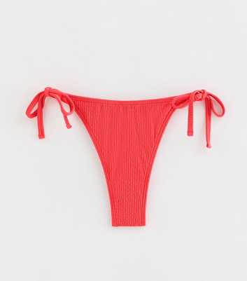 Coral Crinkle Tanga Tie Side Tanga Bikini Bottom