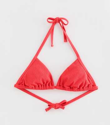 Coral Crinkle Triangle Bikini Top