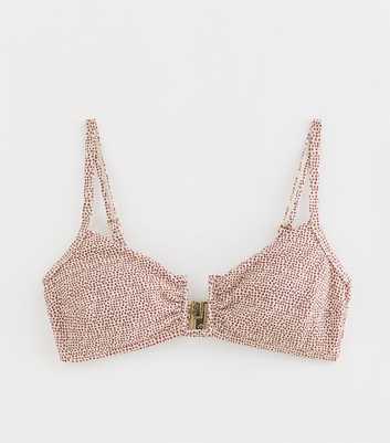 Brown Micro Polka Dot U-Wire Crop Bikini Top