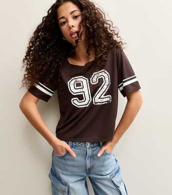 Dark Brown Airtex Slash Neck Football Top