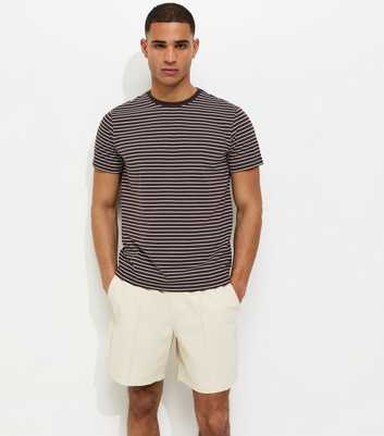 Brown Regular Short Sleeve Striped T-Shirt