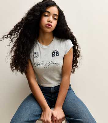 Girls Grey New Jersey Logo Baby Tee
