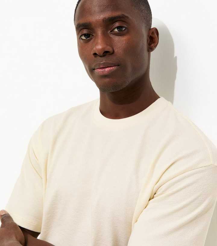 Off White Oversized Fit Soft Textured T-Shirt