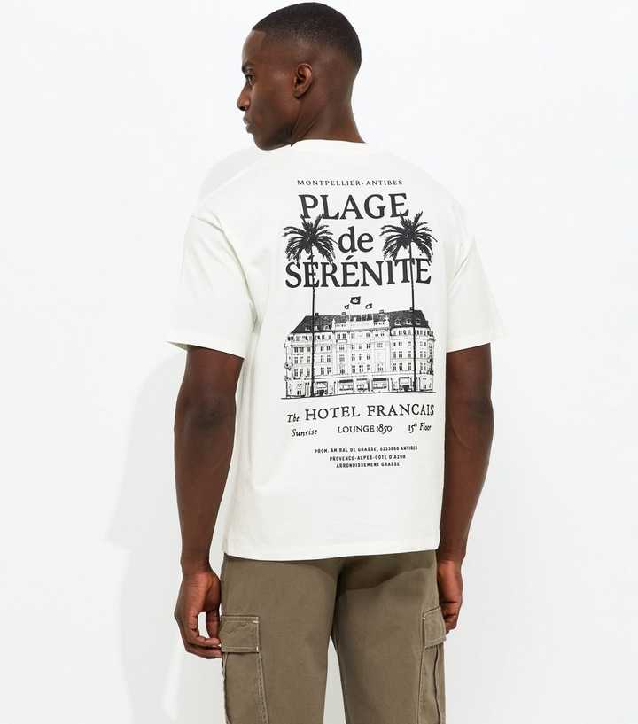 Off White Oversized Plage de Serenite Print T-Shirt