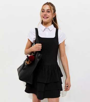 Girls Black Rara Tiered School Dress