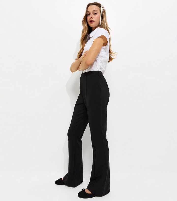 Girls Black Flared Leg School Trousers