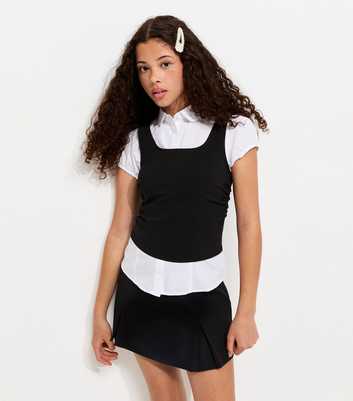 Girls Black Scoop Neck Sleeveless School Vest Top