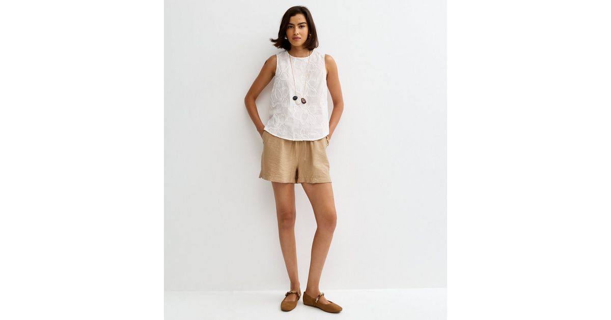 Stone Crinkle Texture Drawstring Shorts | New Look