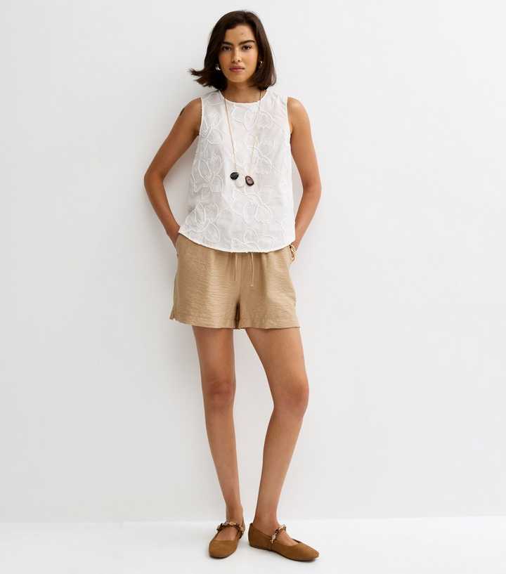 Stone Crinkle Texture Drawstring Shorts