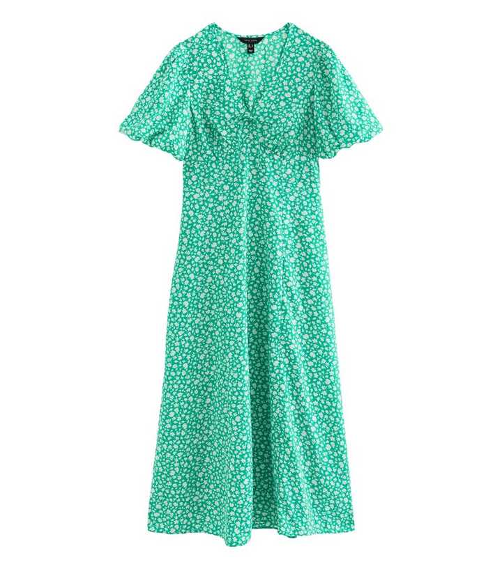 green ditsy floral tie front midi dress Girls' Christmas Twirl Dress main image 0