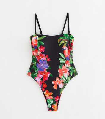 Black Tummy Control Parrot Swimsuit