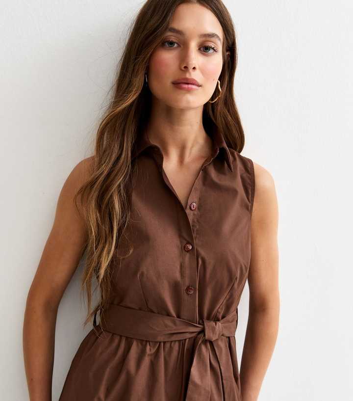 brown shirt dress womens Threadbare Women's Chocolate Brown Check Belted Midi Shirt Dress main image 1