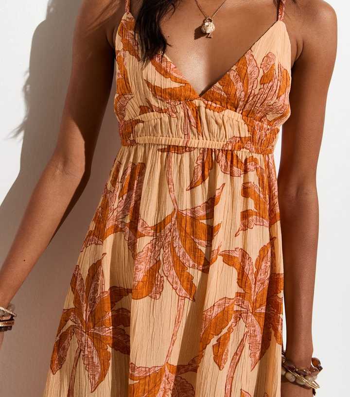 Orange Palm Tree Print Beach Maxi Dress | New Look