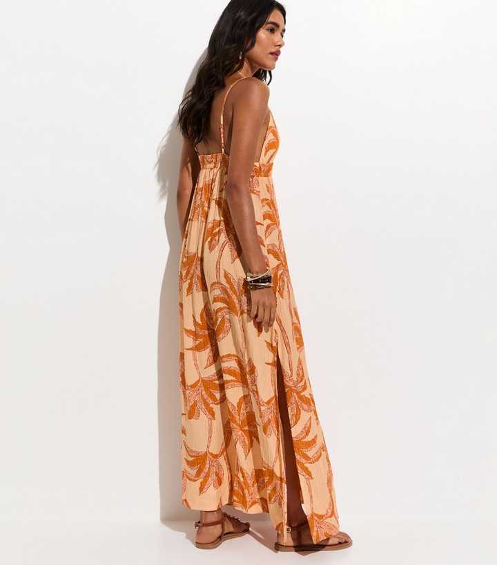 Orange Palm Tree Print Beach Maxi Dress | New Look