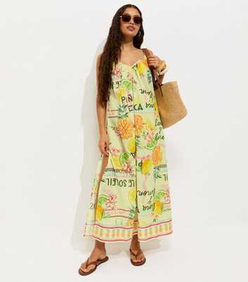 Petite Yellow Pineapple Print Beach Maxi Dress