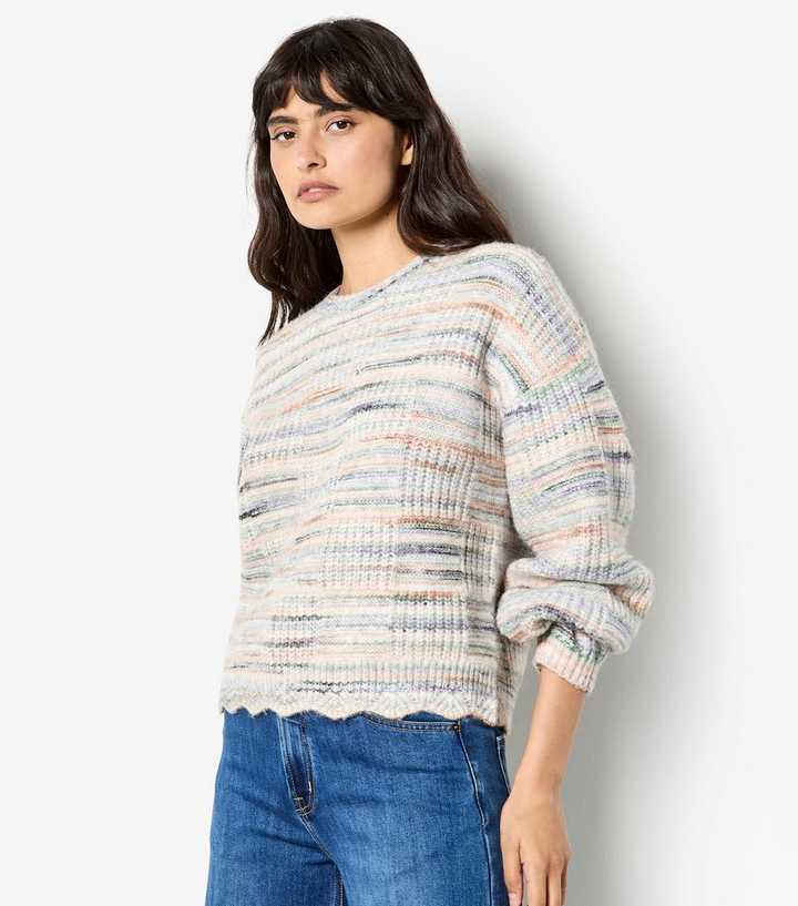 Apricot Off White Textured Space Dye Jumper