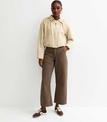 Brown Cargo Barrel Leg Trousers