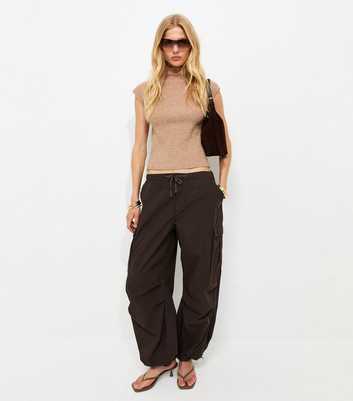 Dark Brown Cargo Pocket Parachute Trousers