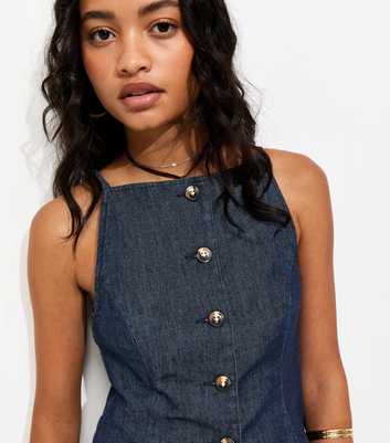 Indigo Wash Square Neck Waistcoat