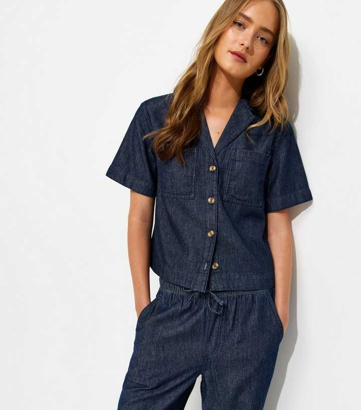 Navy Short Sleeve Boxy Shirt