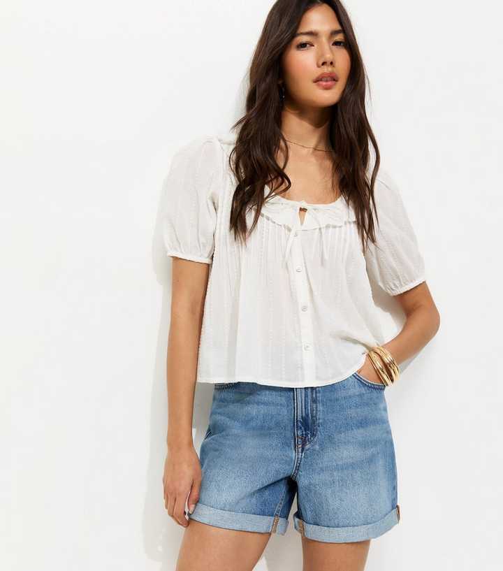 Mid Blue Denim Boyfriend Shorts