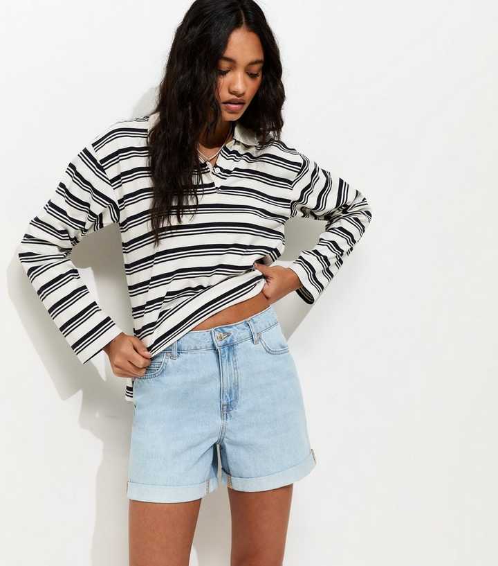 Light Blue Denim Boyfriend Shorts