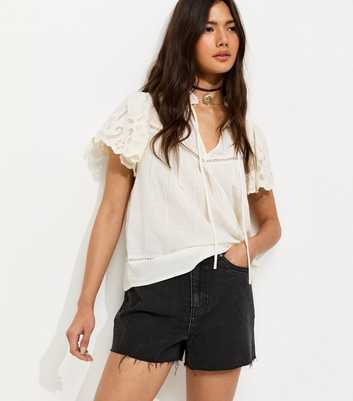 Black Wash Mom Denim Shorts