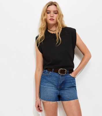 Dark Blue Wash Mom Denim Shorts