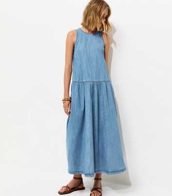 Light Blue Drop Waist Midaxi Dress