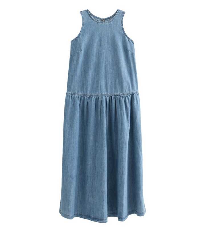 Light Blue Drop Waist Midaxi Dress