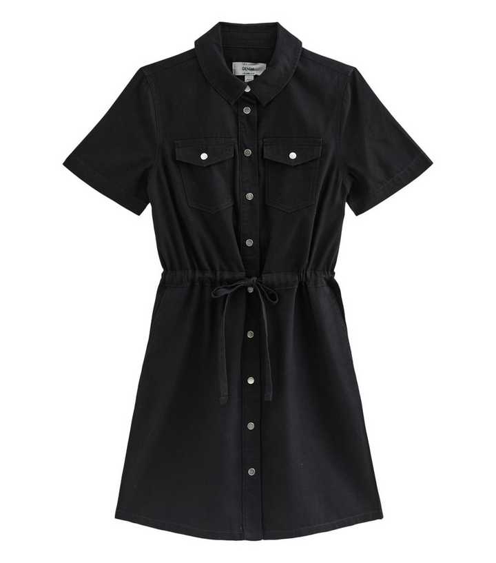 black denim a line dress French niche design black denim a-line dress 2024 new women's summer s   Lee Nhi Boutique