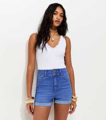 Blue High Waist Denim Shorts