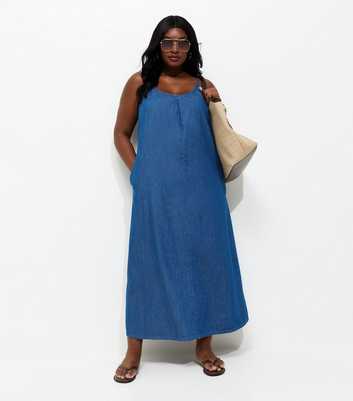Curves Mid Blue Trapeze Midi Dress