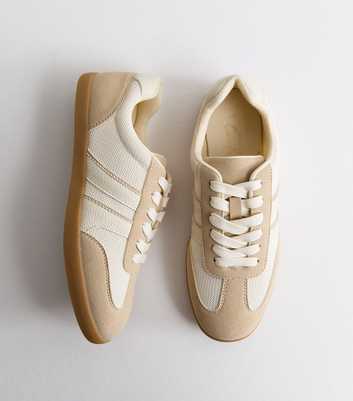 Off White Mesh and Faux Leather Gum Sole Trainers