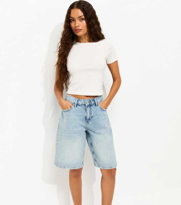 Petite Light Blue Denim Jorts