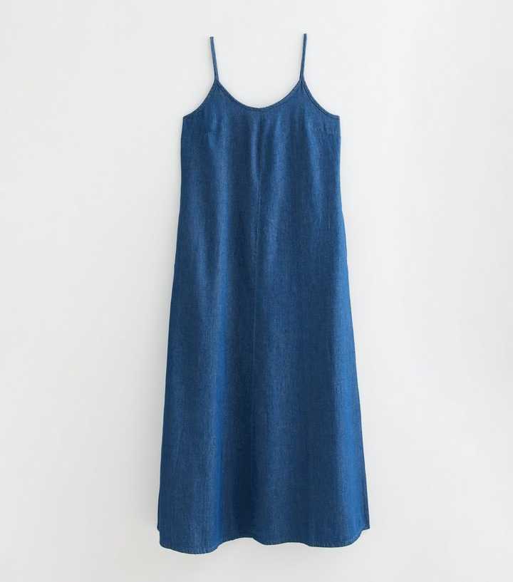 Tall Blue Chambray Cotton Midi Dress