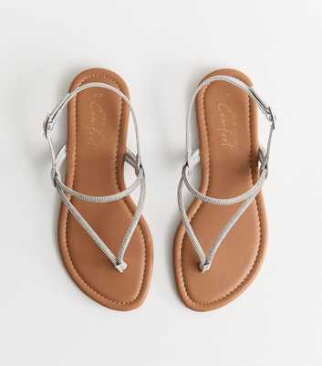 Silver Embellished Toe Post Sandals