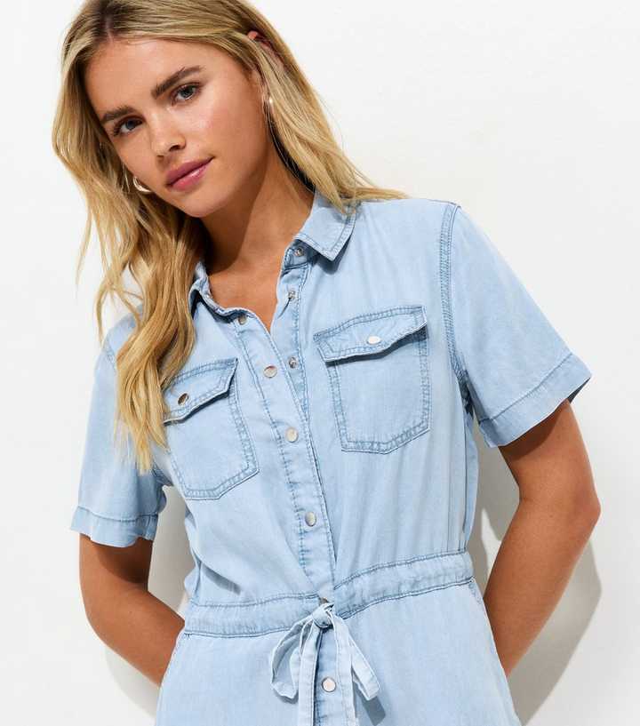 baby blue shirt dress Boden Women's Mae Linen Blend Shirt Dress in Blue main image 0
