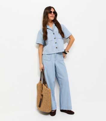 Petite Light Blue Patch Pocket Denim Trousers
