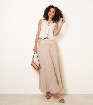 Blue Vanilla Stone Jersey Waistband Tiered Skirt