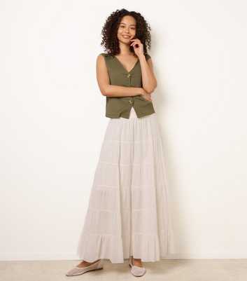 Blue Vanilla Off White Jersey Waistband Tiered Skirt