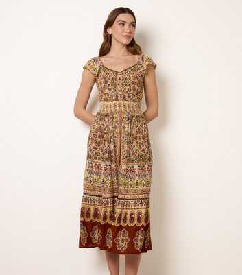 Blue Vanilla Multi Colour V Neck Midi Printed Dress