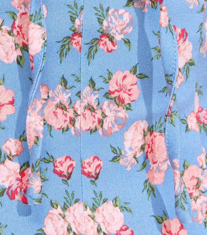 Blue Rose Print Milkmaid Midi Dress