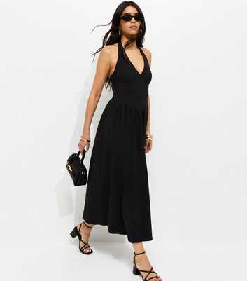 Black Halterneck Midi Dress